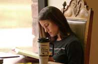student studing at Library